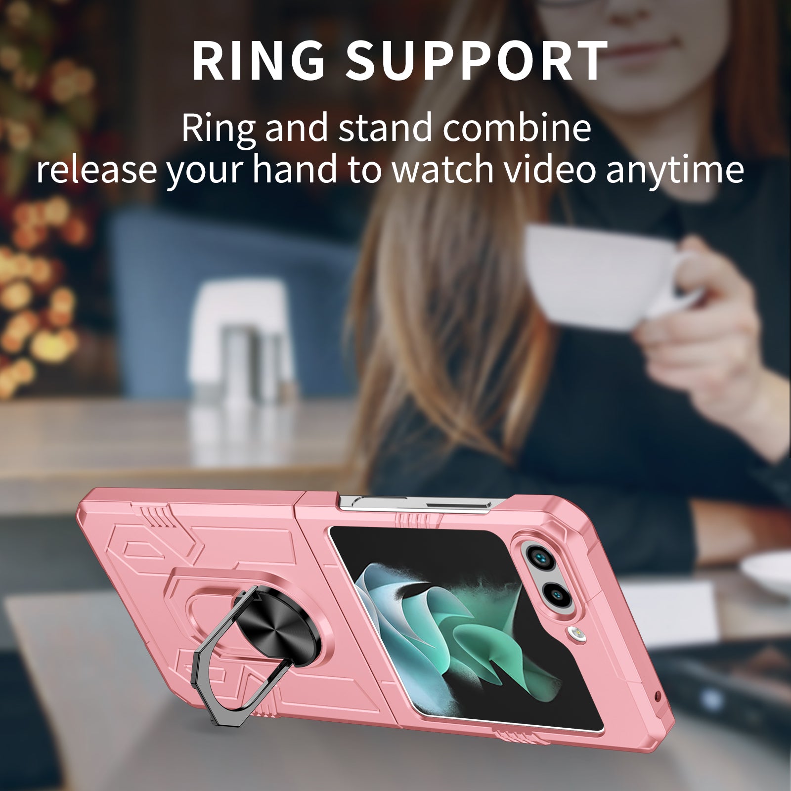 For Samsung Galaxy Z Flip5 5G PC Shockproof Cover Ring Kickstand Phone Case Support Magnetic Car Mount For Samsung Galaxy Z Flip5 5G PC Shockproof Cover Ring Kickstand Phone Case Support Magnetic Car Mount
